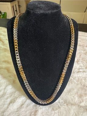 Two-Tone Gold & Silver Twisted Link Necklace
